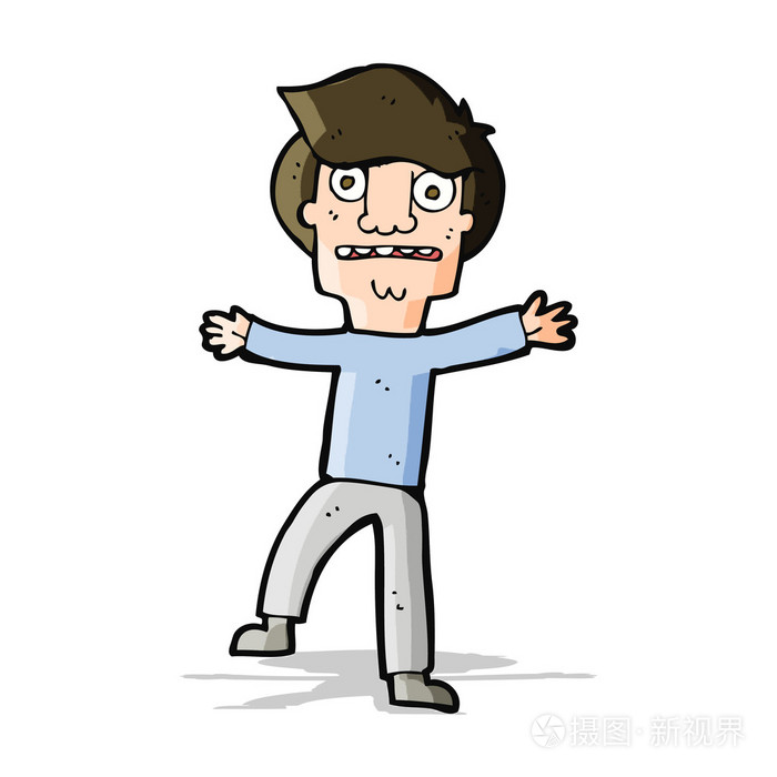 惊慌失措的卡通男孩