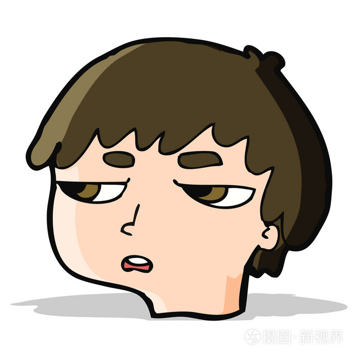 卡通懊恼的男孩