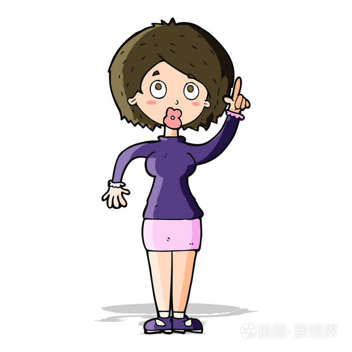 卡通女人的想法插画-正版商用图片07508f-摄图新视界