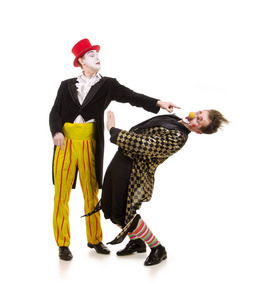 两个快乐的小丑带着滑稽的表情图片