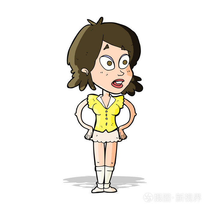 卡通女人双手叉腰插画-正版商用图片07520h-摄图新视界