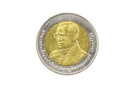泰国 10 泰铢硬币 2007年第 80 个生日国王 rama9照片