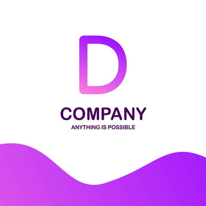 D 公司徽标设计与紫色主题向量