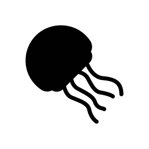 水母剪影图标, 矢量插图照片