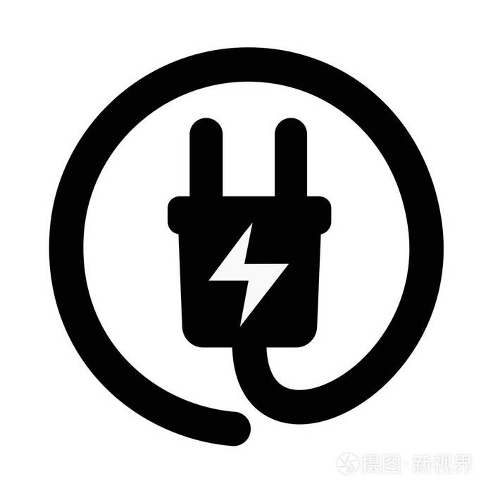 签署电充电.独立白色背景中的插图