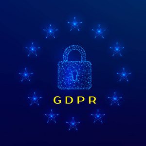 一般数据保护章程 Gdpr 挂锁和星在蓝色背景。矢量插图