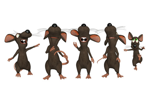 仰视的 3d 卡通老鼠