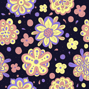 抽象炫彩无缝花纹图案简单的花卉