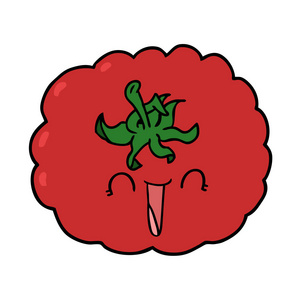 卡通快乐番茄的矢量插图