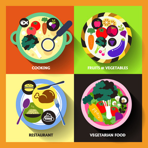 食品和餐厅的平面设计图标图片