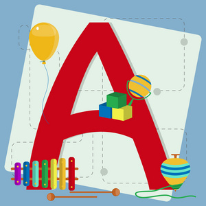 字母a从孩子们的玩具的程式化字母表