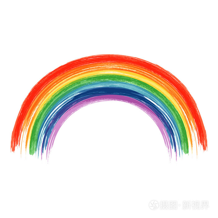 艺术彩虹的颜色画笔描边油漆背景