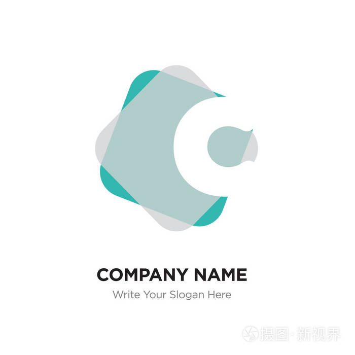 抽象字母 c 徽标设计模板.蓝光上的白色矢量图标