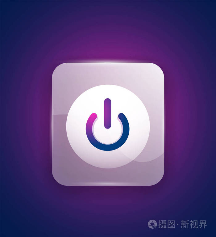 玻璃透明效果电源启动按钮, 关闭图标, 矢量 ui 或应用程序符号设计