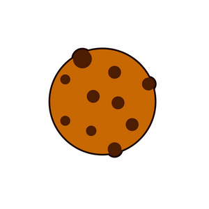 圆形 cookie 图标。在白色背景上孤立的网页被咬的圆饼向量的平的例证