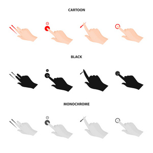 触摸屏和手形图标的矢量插图。触摸屏和触摸股票矢量图的收集