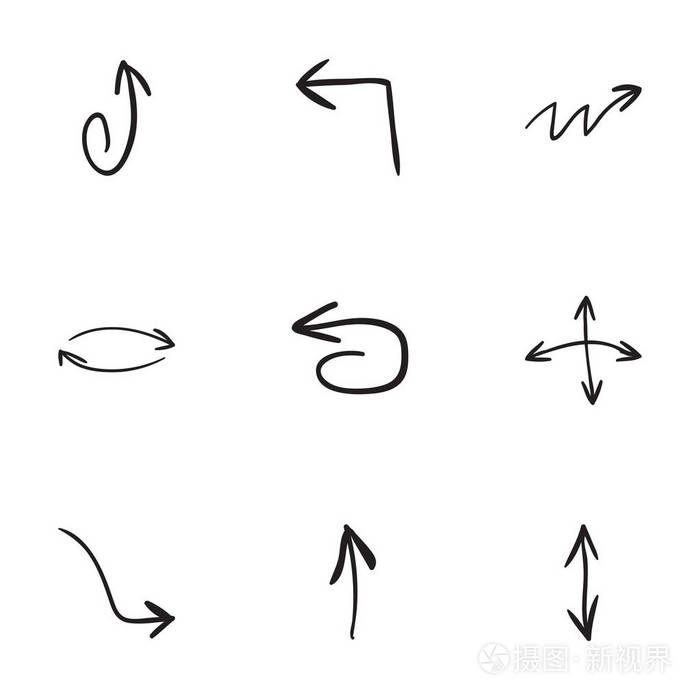 9个手绘箭头图标集插画-正版商用图片0767u2-摄图新视界