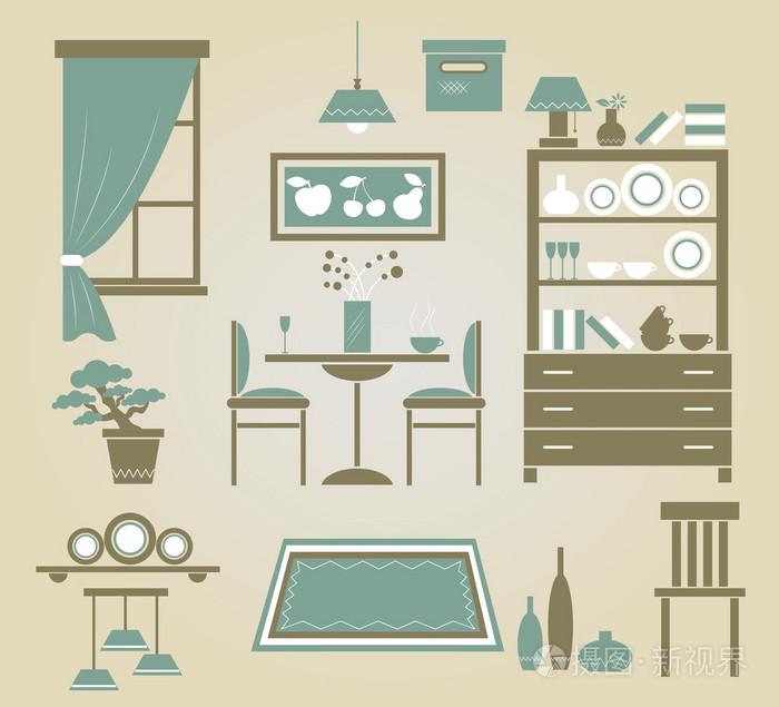 套餐室为矢量家具图标
