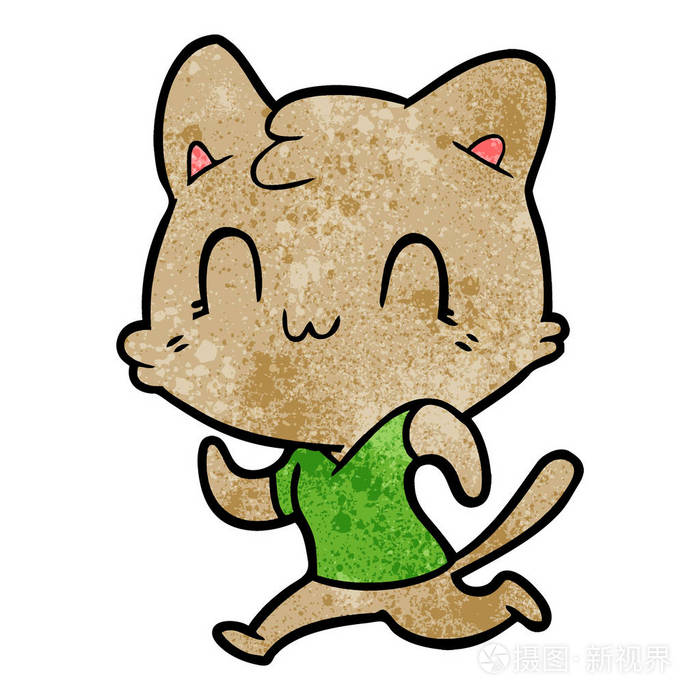 卡通快乐猫赛跑