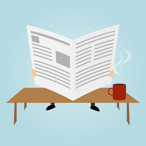 卡通漫画的人正在读报纸照片