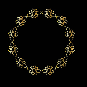 金色轮廓简单几何摩洛哥圆框架