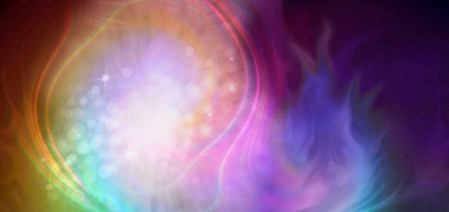 能量-气体舞蹈的创造性舞蹈旋转彩虹彩色能量流与散景火花在中心和