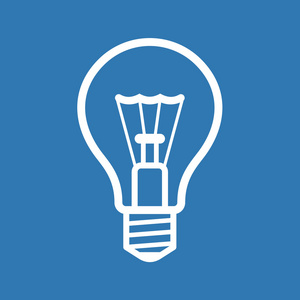 蓝色背景上的灯泡图标.矢量照片