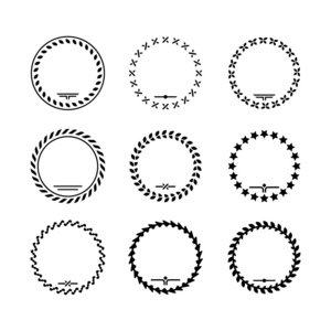 月桂花环和现代框架集的图标