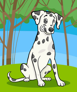 达尔马提亚纯种狗卡通插图