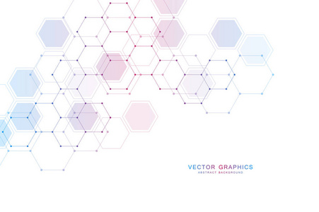 医学背景或科学载体设计。分子结构和化学成分。几何和多边形抽象背景