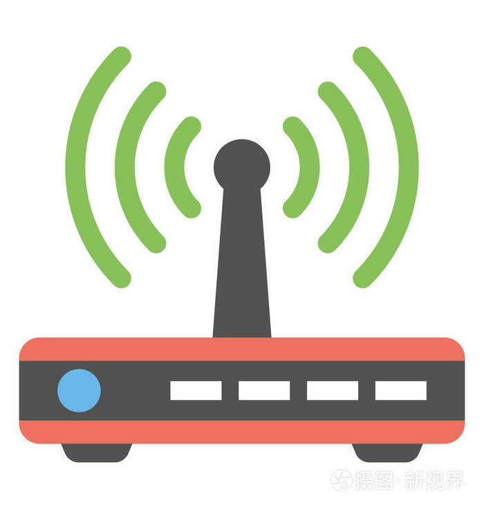 无线路由器与信号互联网连接平面图标