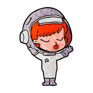 卡通漂亮的宇航员女孩