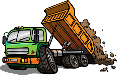 翻斗卡车卡通翻斗卡车.孤立照片