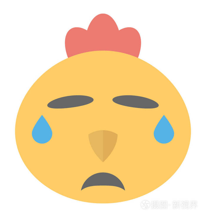 一个小鸡笑脸表达着哭泣