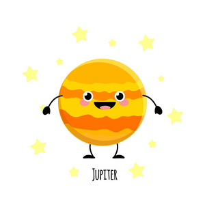 逗人喜爱的木星行星可爱的字符向量例证孤立照片