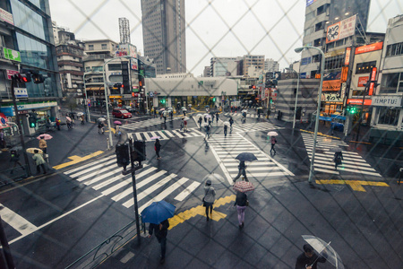 人行横道在东京的涩谷，日本