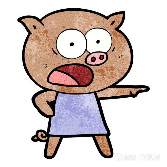 卡通猪叫声的矢量图示