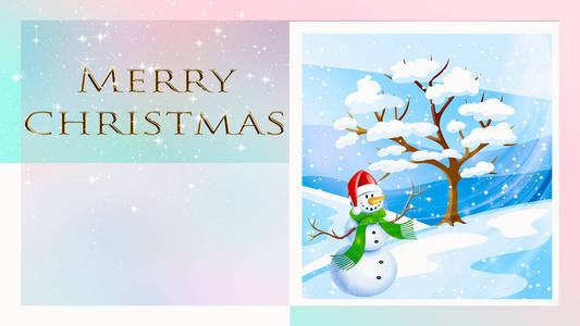 美丽的圣诞贺卡在老式的风格与雪人的图片