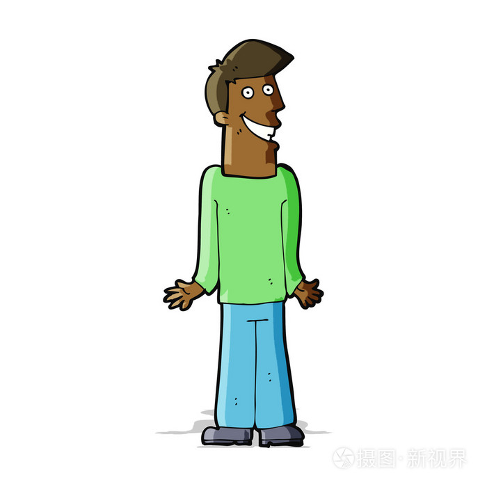 卡通男人耸了耸肩肩膀