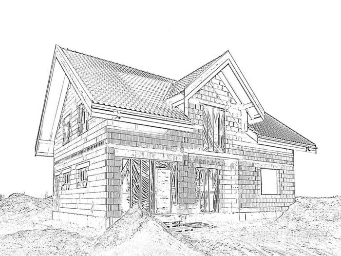现代私人住宅作为梦想的房子项目绘画