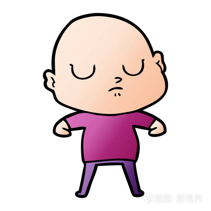 卡通光头男子的矢量插图