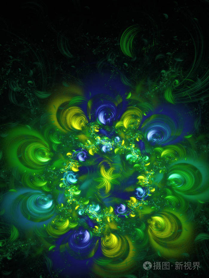 绿色抽象分形背景3d渲染