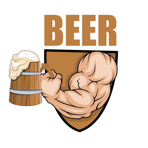 啤酒节。酿酒厂会徽和啤酒标志, 矢量插画