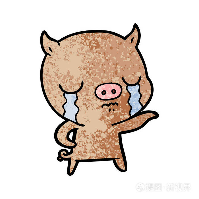 卡通猪哭的矢量例证
