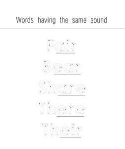 为孩子们提供相同的声音跟踪工作表的单词