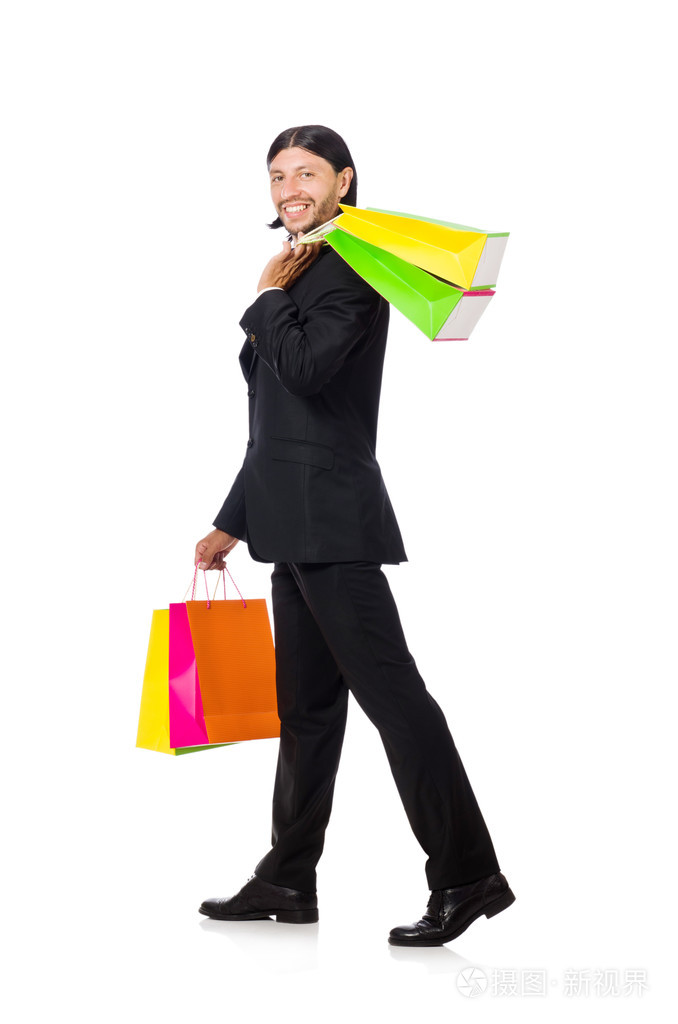 购物袋的男人照片-正版商用图片077v06-摄图新视界
