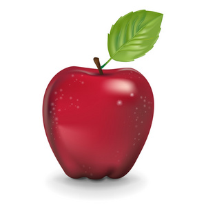 简单孤立的白色衬底上的红苹果