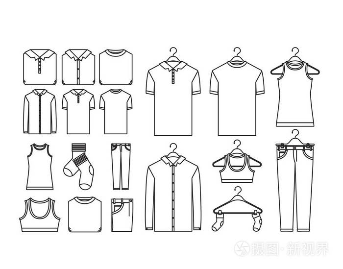 衣架上服装轮廓元素的白色背景插画-正版商用图片0780n1-摄图新视界