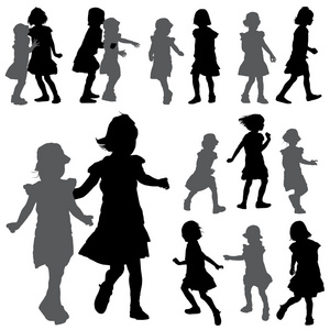 小女孩剪影图片