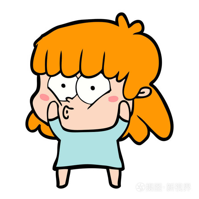 卡通人物惊喜女孩的矢量插图